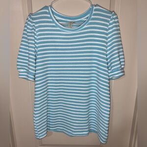 Hayden Blue and White Knit Top Size Medium